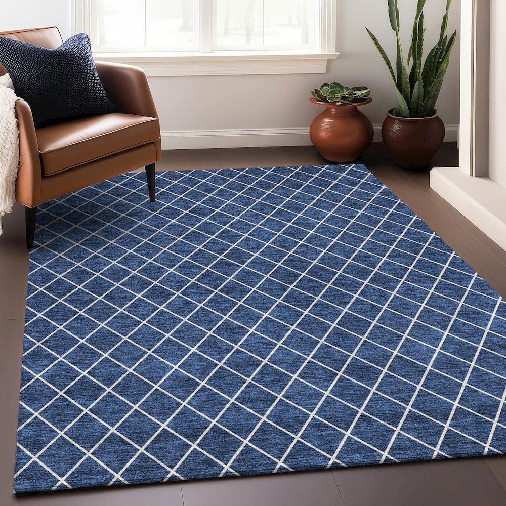 Premium Machine Washable Mayfield AMF932 Navy 8' x 10' Rug. Picture 5