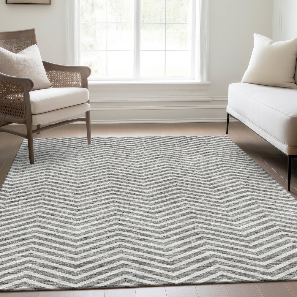 Premium Machine Washable Mayfield AMF934 Gray 8' x 10' Rug. Picture 6