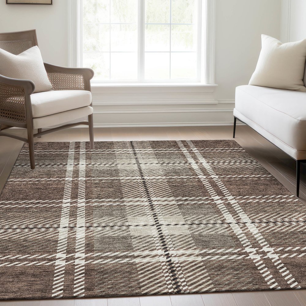 Premium Machine Washable Mayfield AMF935 Brown 8' x 10' Rug. Picture 6