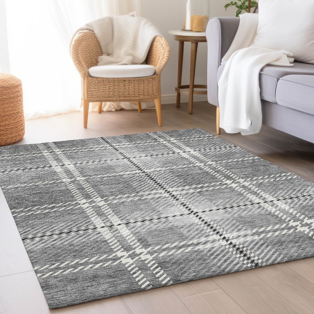 Premium Machine Washable Mayfield AMF935 Gray 8' x 10' Rug. Picture 5