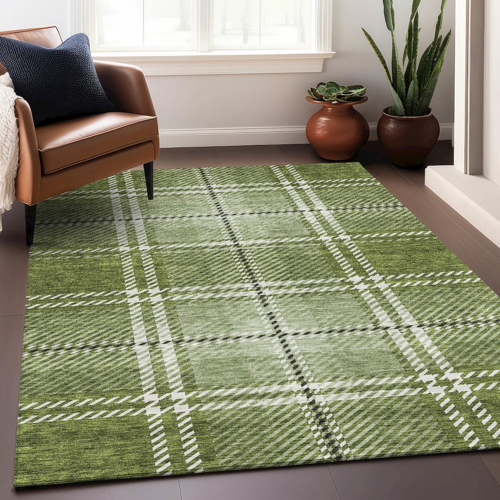 Premium Machine Washable Mayfield AMF935 Green 8' x 10' Rug. Picture 5