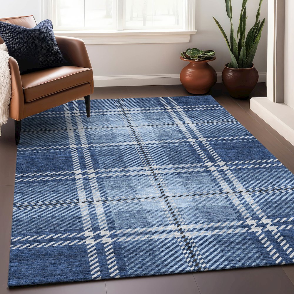 Premium Machine Washable Mayfield AMF935 Navy 8' x 10' Rug. Picture 5