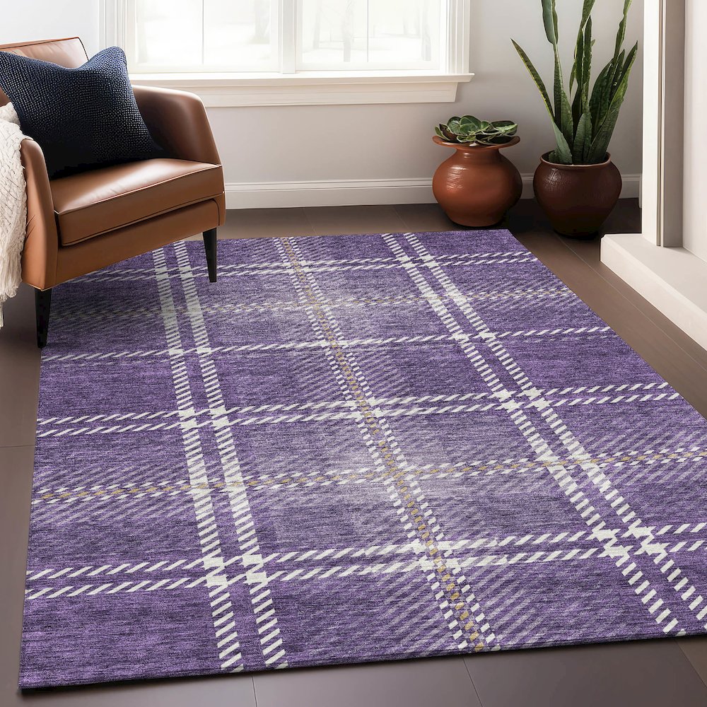 Premium Machine Washable Mayfield AMF935 Purple 8' x 10' Rug. Picture 5