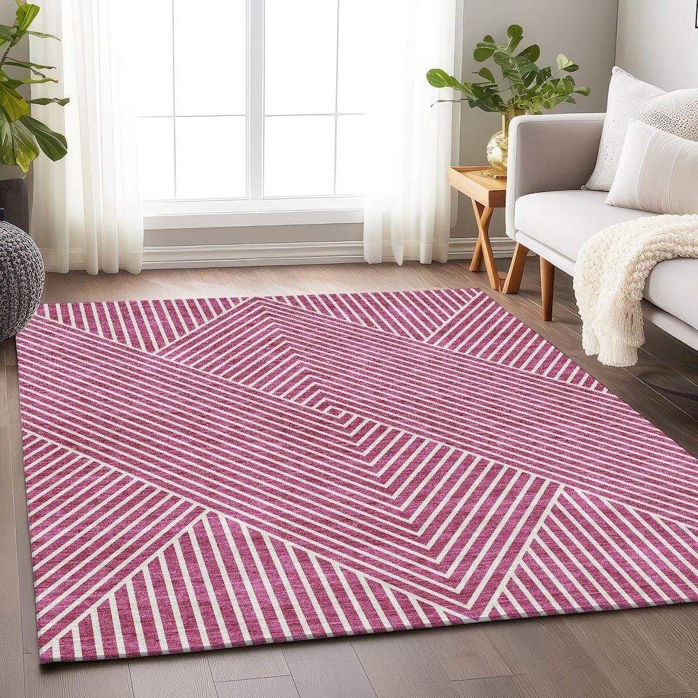 Premium Machine Washable Mayfield AMF937 Blush 8' x 10' Rug. Picture 5