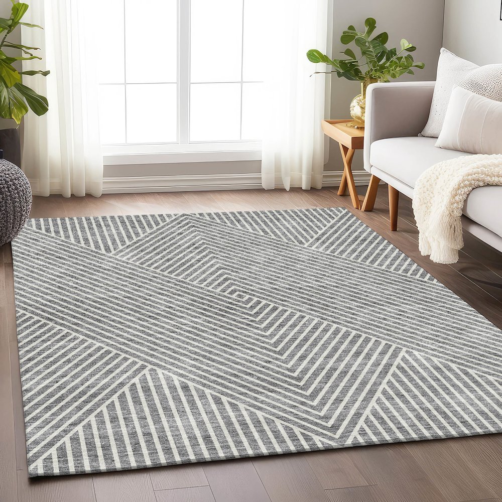 Premium Machine Washable Mayfield AMF937 Gray 8' x 10' Rug. Picture 5
