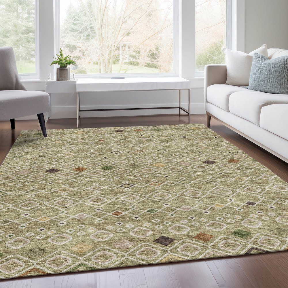 Premium Machine Washable Mayfield AMF938 Sage 8' x 10' Rug. Picture 6