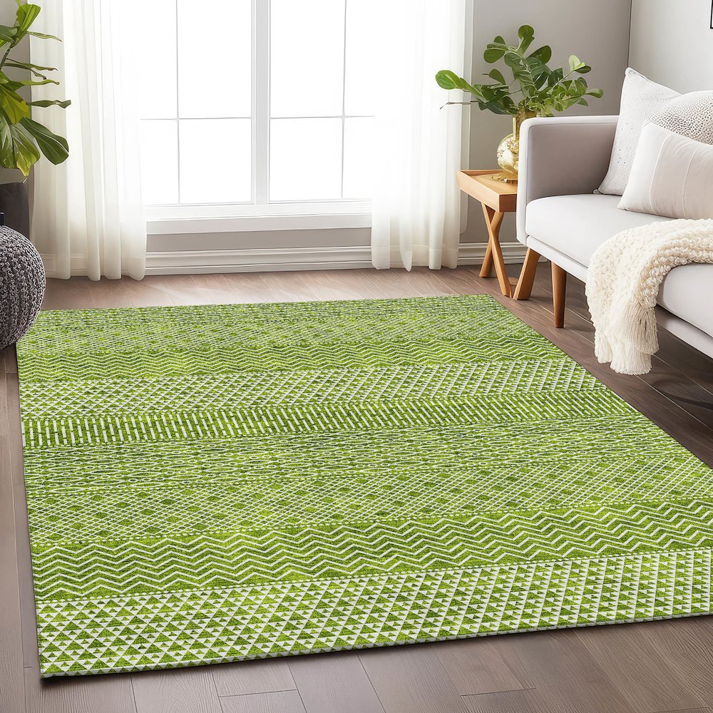 Premium Machine Washable Mayfield AMF939 Lime 8' x 10' Rug. Picture 5