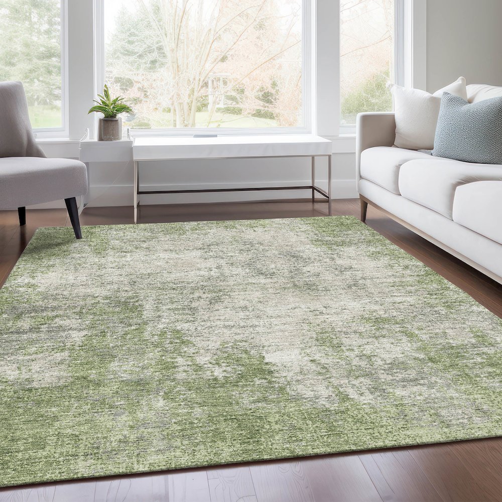 Premium Machine Washable Mayfield AMF940 Green 8' x 10' Rug. Picture 6