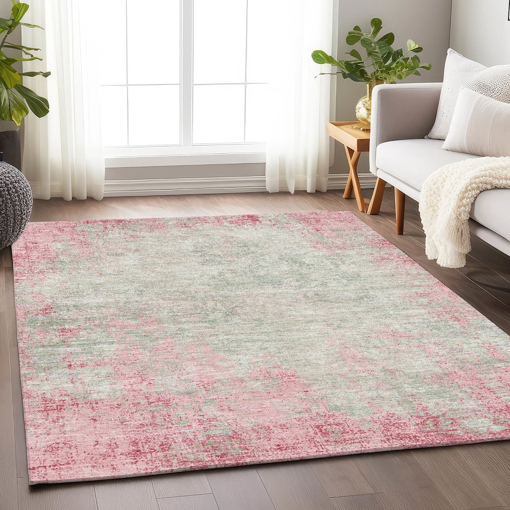 Premium Machine Washable Mayfield AMF940 Pink 8' x 10' Rug. Picture 5