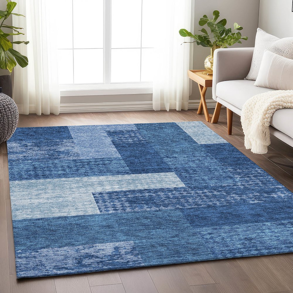 Premium Machine Washable Mayfield AMF941 Navy 8' x 10' Rug. Picture 5