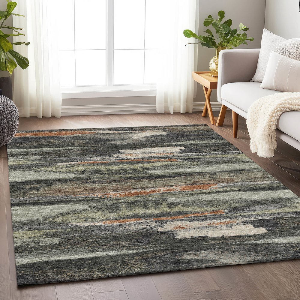 Premium Machine Washable Mayfield AMF942 Charcoal 8' x 10' Rug. Picture 5
