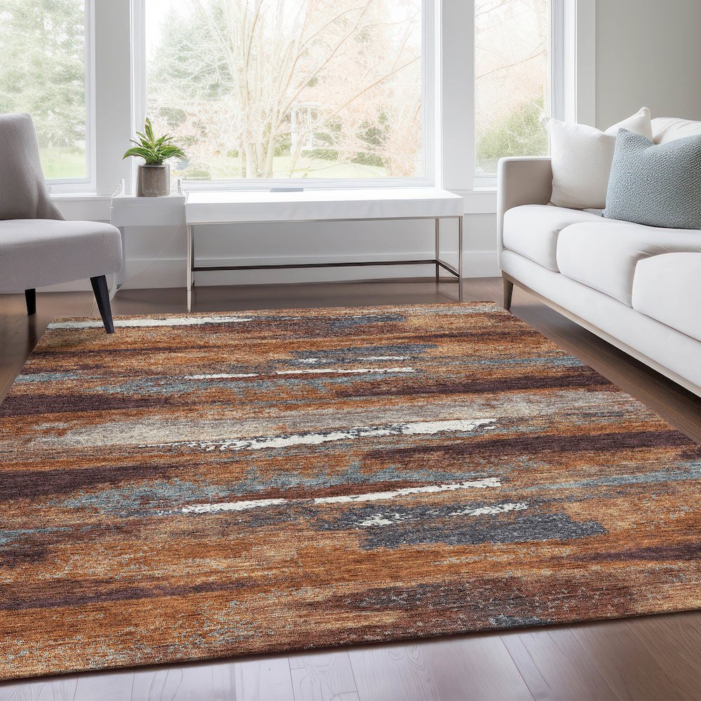 Premium Machine Washable Mayfield AMF942 Copper 8' x 10' Rug. Picture 6