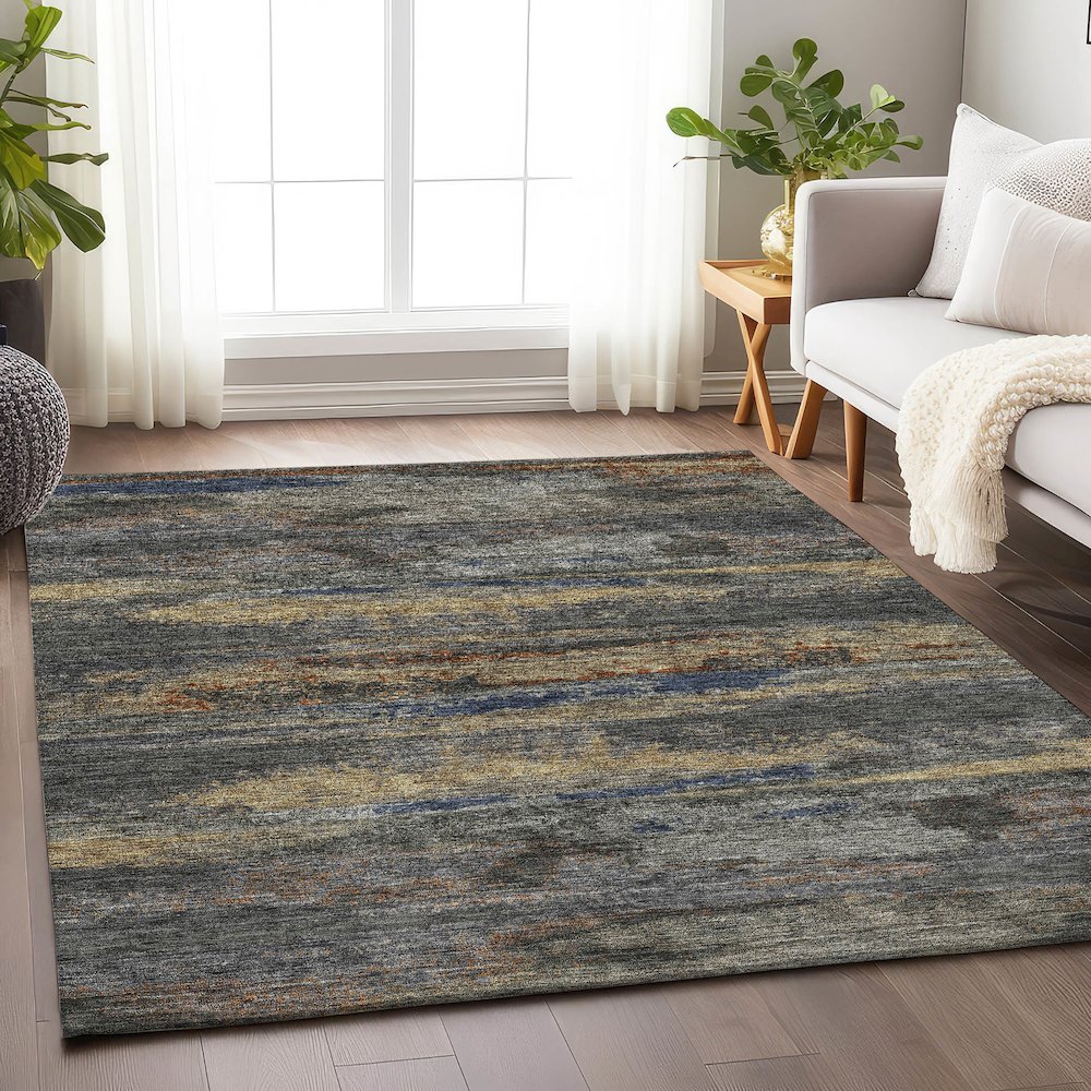 Premium Machine Washable Mayfield AMF942 Graphite 8' x 10' Rug. Picture 5