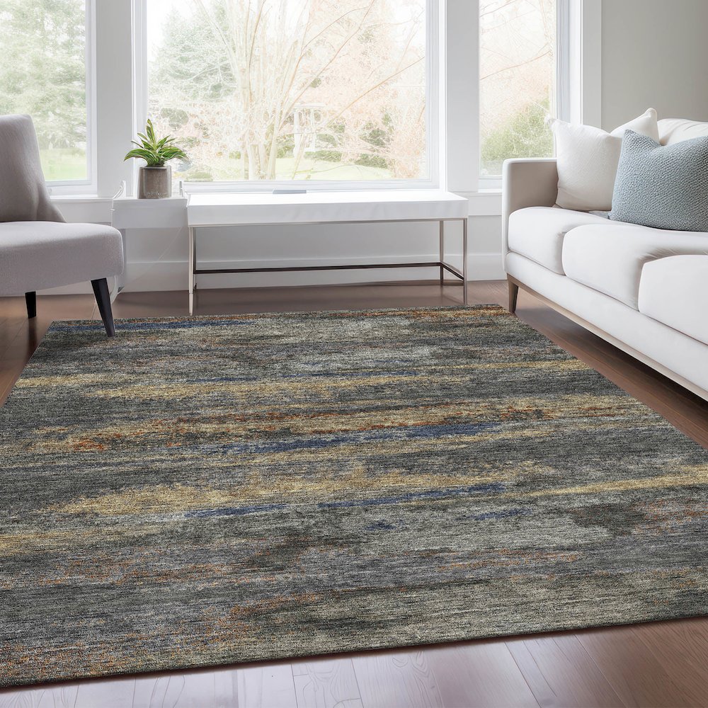 Premium Machine Washable Mayfield AMF942 Graphite 8' x 10' Rug. Picture 6