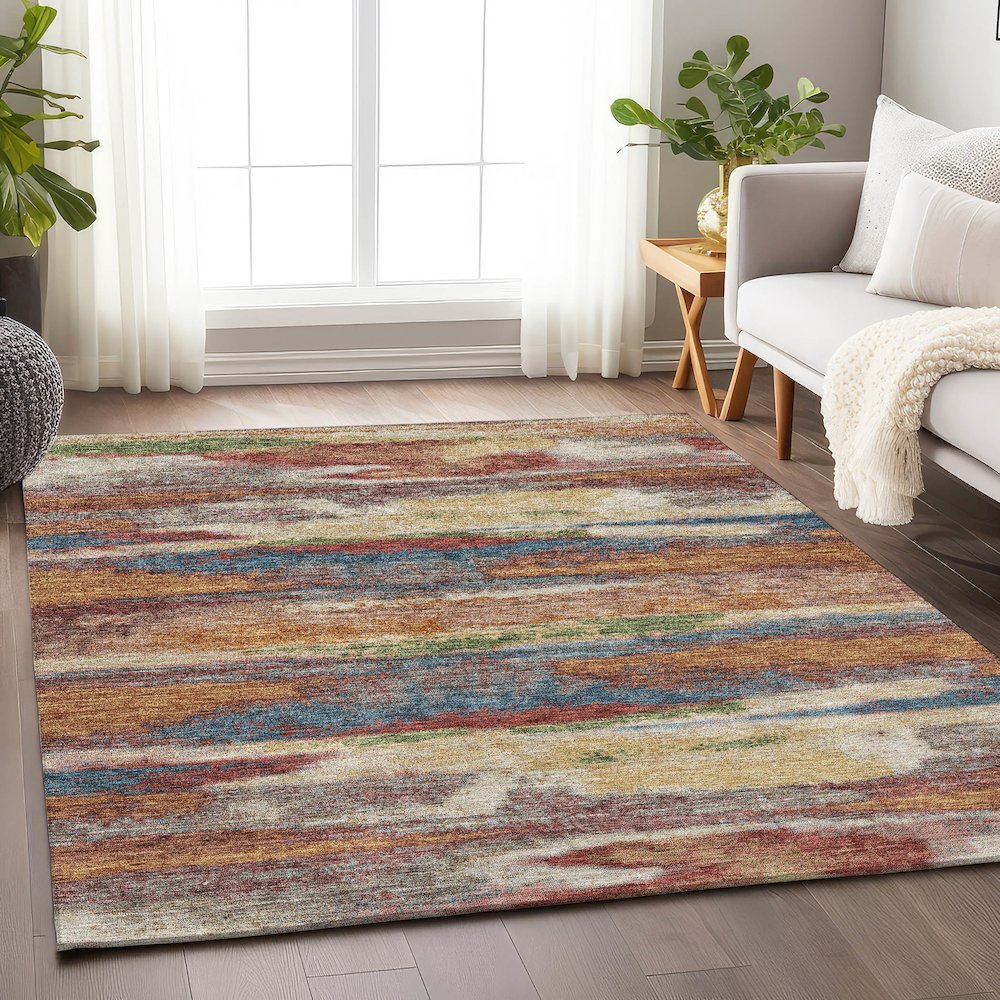 Premium Machine Washable Mayfield AMF942 Paprika 8' x 10' Rug. Picture 5