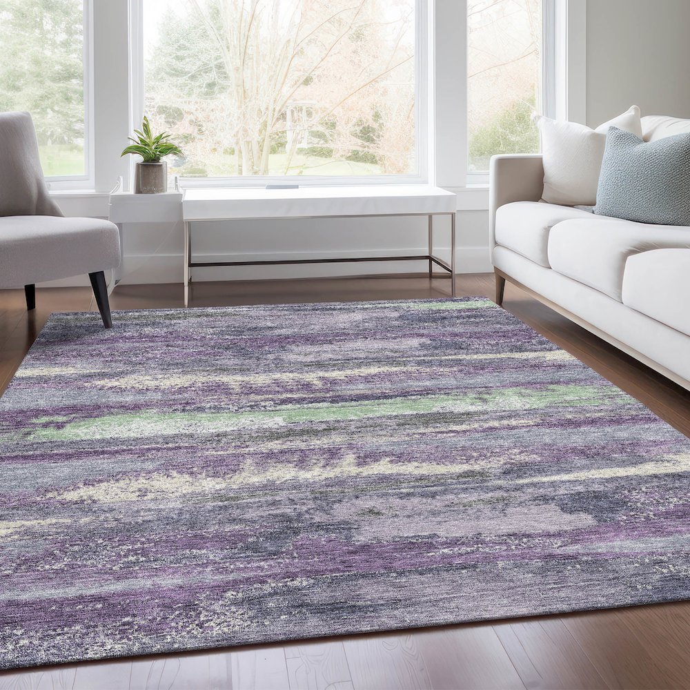 Premium Machine Washable Mayfield AMF942 Purple 8' x 10' Rug. Picture 6