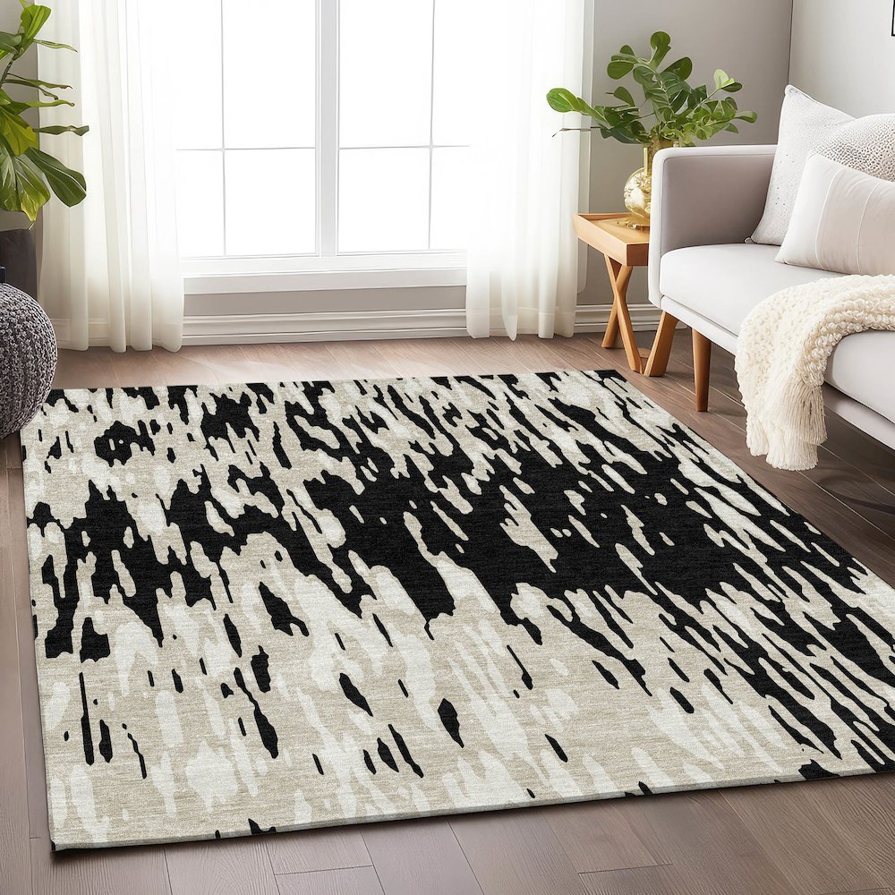 Premium Machine Washable Mayfield AMF945 Black 8' x 10' Rug. Picture 5