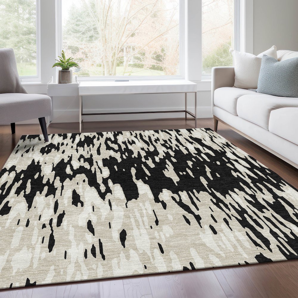 Premium Machine Washable Mayfield AMF945 Black 8' x 10' Rug. Picture 6