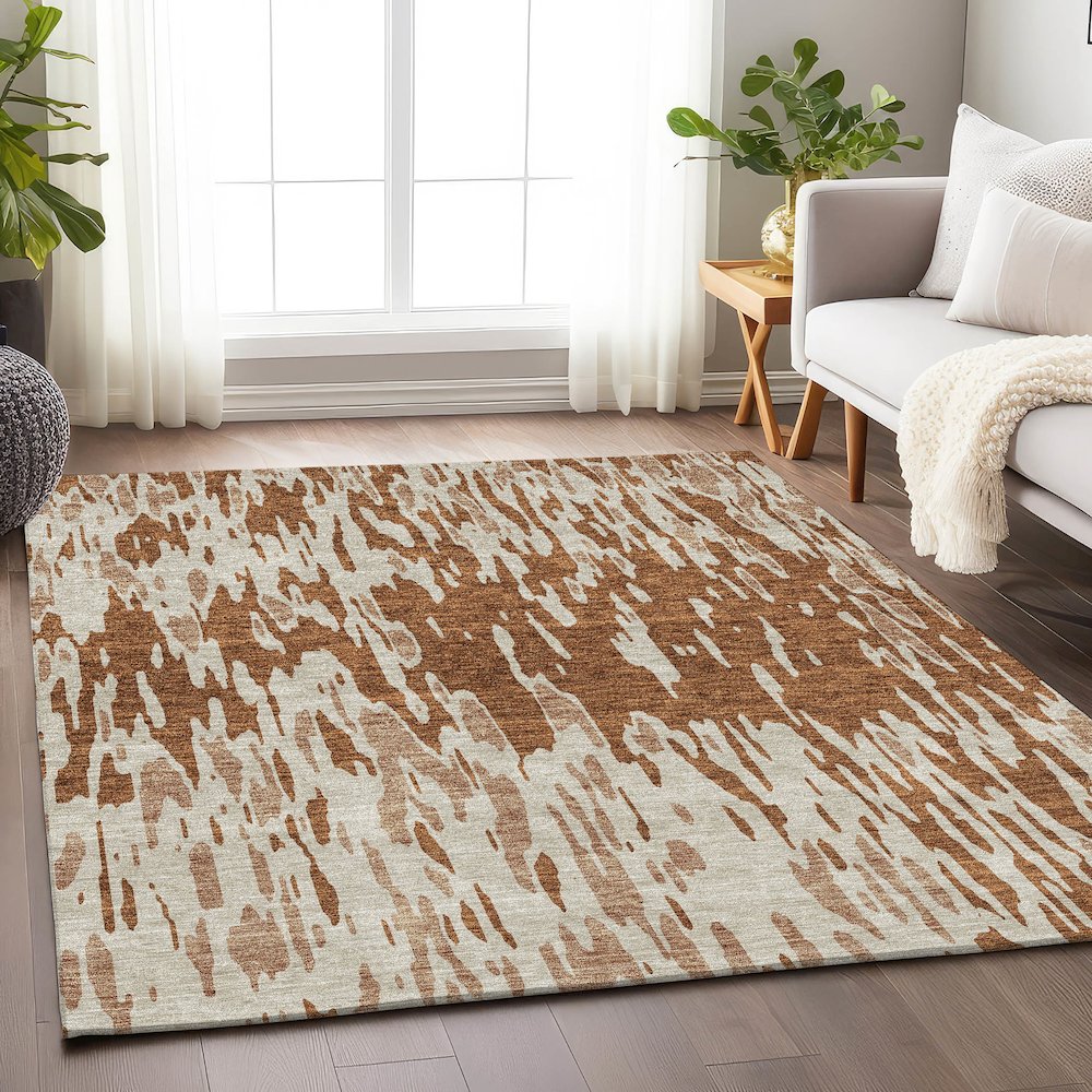 Premium Machine Washable Mayfield AMF945 Paprika 8' x 10' Rug. Picture 5