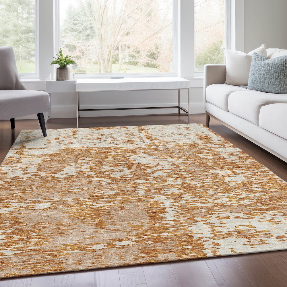 Premium Machine Washable Mayfield AMF946 Copper 8' x 10' Rug. Picture 6