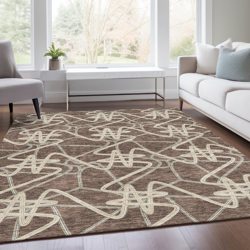 Premium Machine Washable Mayfield AMF947 Brown 8' x 10' Rug. Picture 6