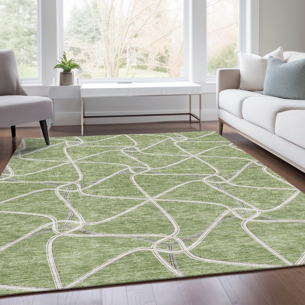 Premium Machine Washable Mayfield AMF948 Aloe 8' x 10' Rug. Picture 6