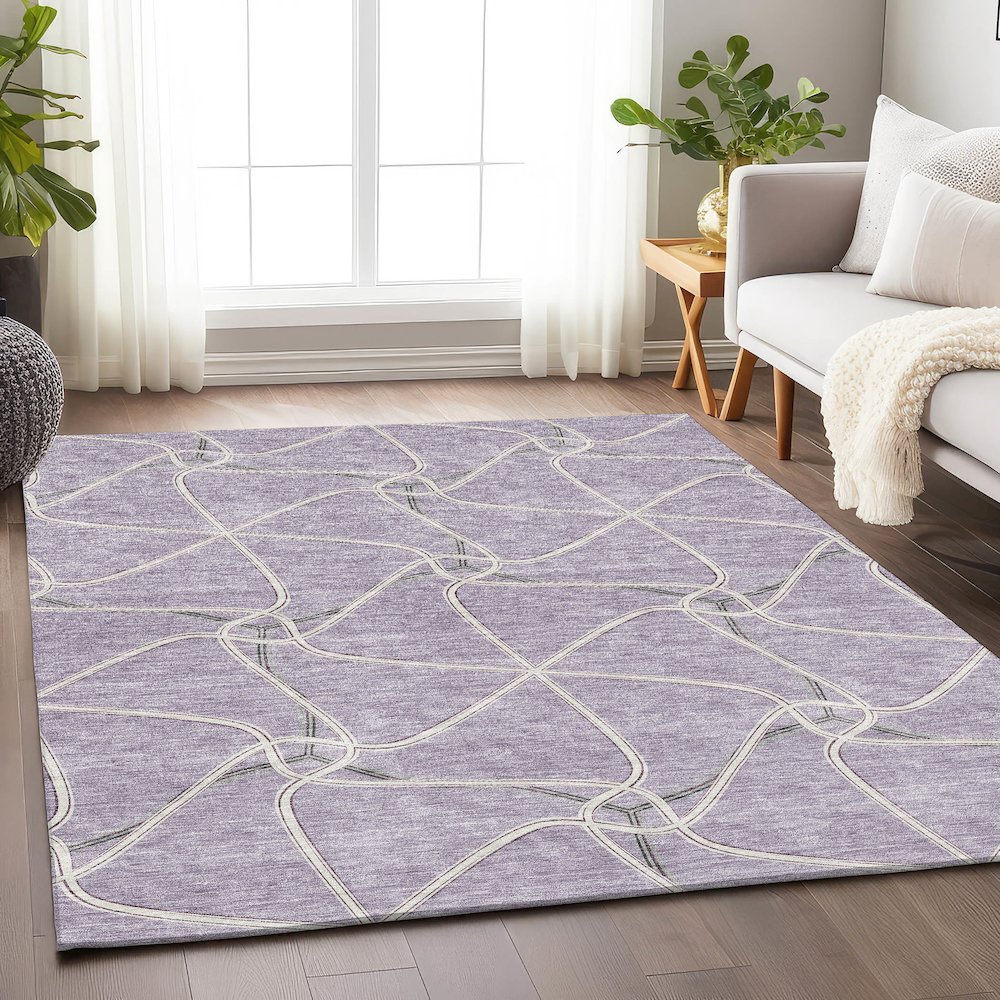 Premium Machine Washable Mayfield AMF948 Lavender 8' x 10' Rug. Picture 5