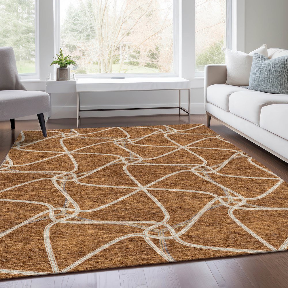 Premium Machine Washable Mayfield AMF948 Paprika 8' x 10' Rug. Picture 6