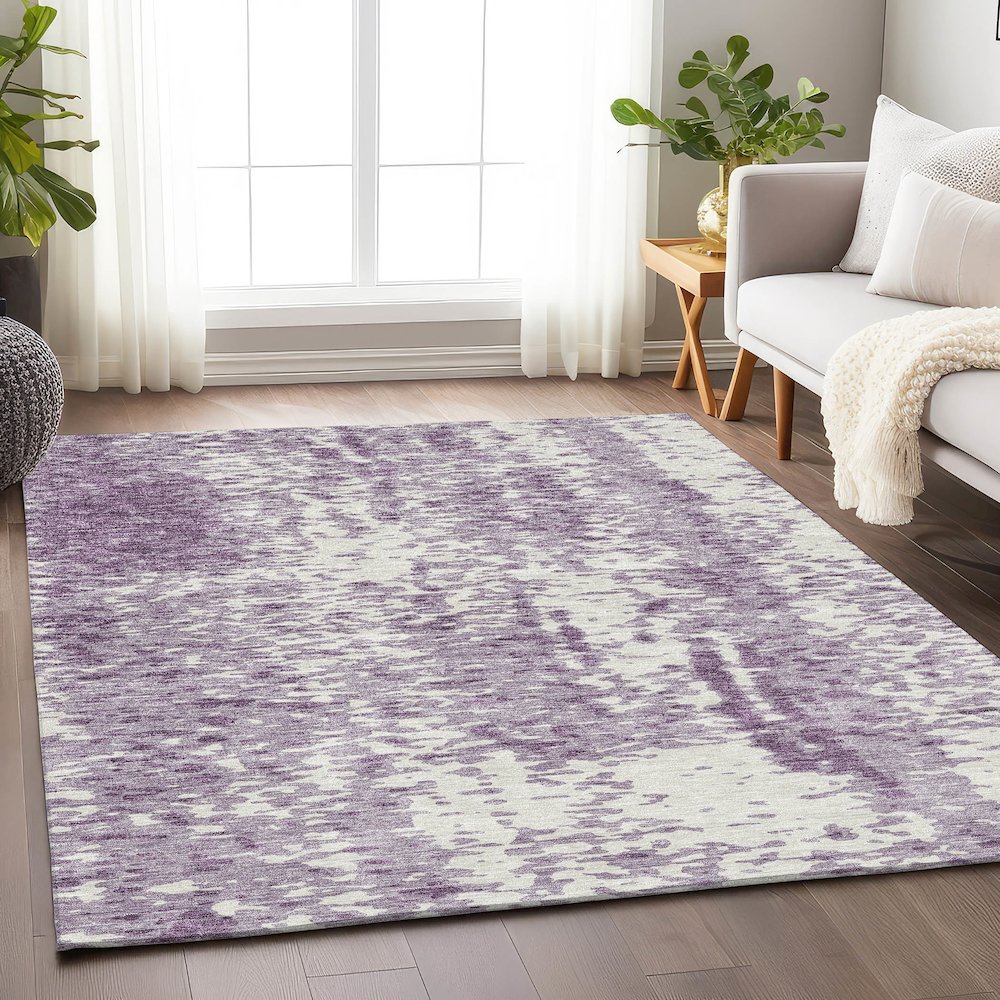 Premium Machine Washable Mayfield AMF949 Lavender 8' x 10' Rug. Picture 5