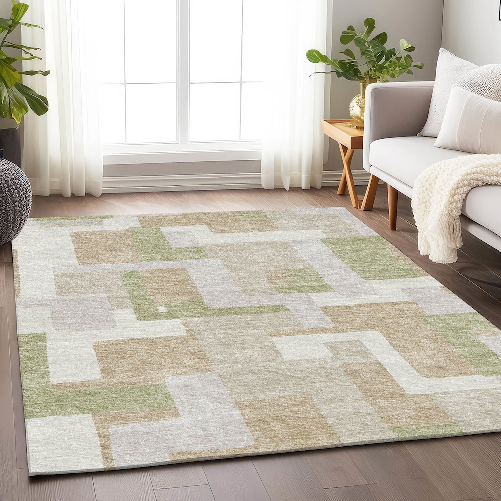 Premium Machine Washable Mayfield AMF955 Beige 8' x 10' Rug. Picture 5