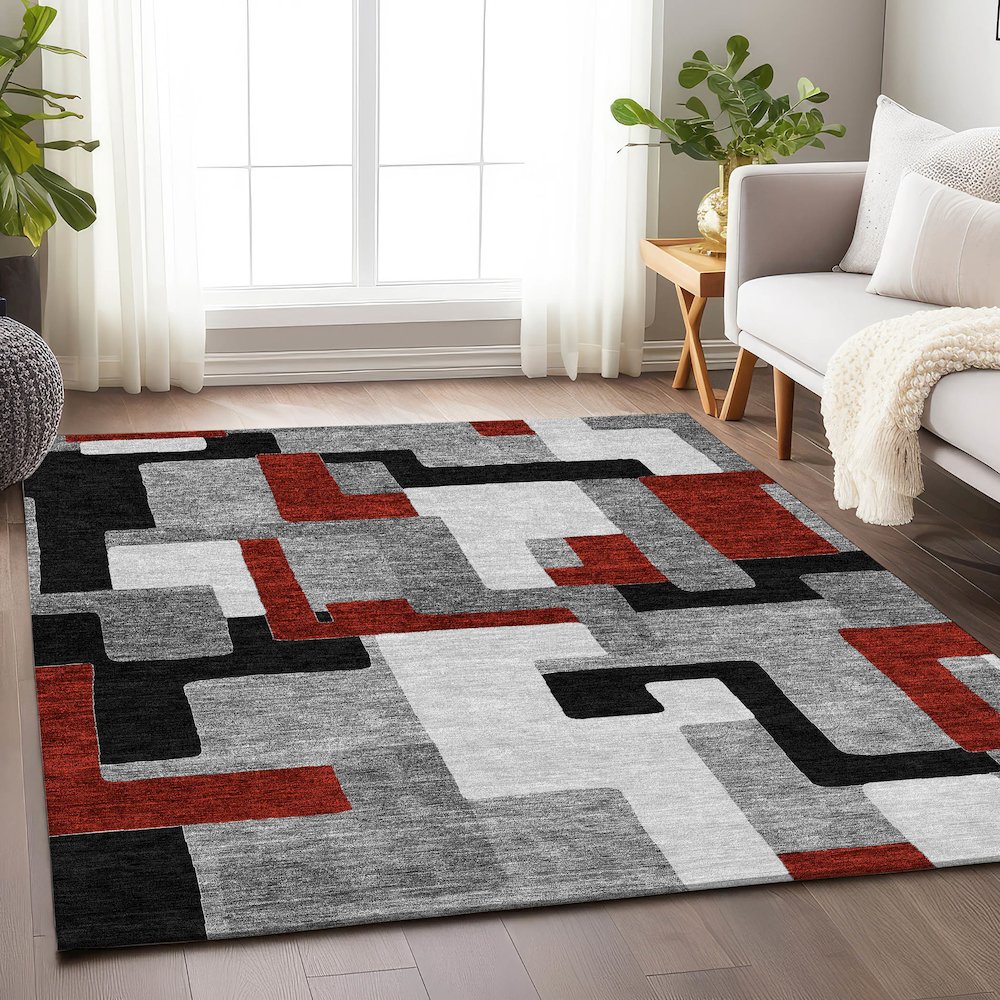 Premium Machine Washable Mayfield AMF955 Gray 8' x 10' Rug. Picture 5