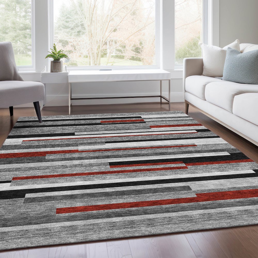 Premium Machine Washable Mayfield AMF956 Gray 8' x 10' Rug. Picture 6