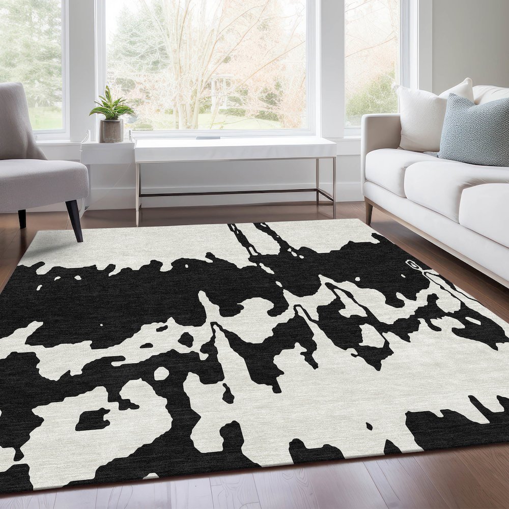 Premium Machine Washable Mayfield AMF961 Black 8' x 10' Rug. Picture 6