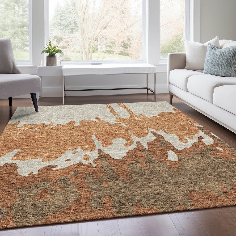 Premium Machine Washable Mayfield AMF961 Paprika 8' x 10' Rug. Picture 6