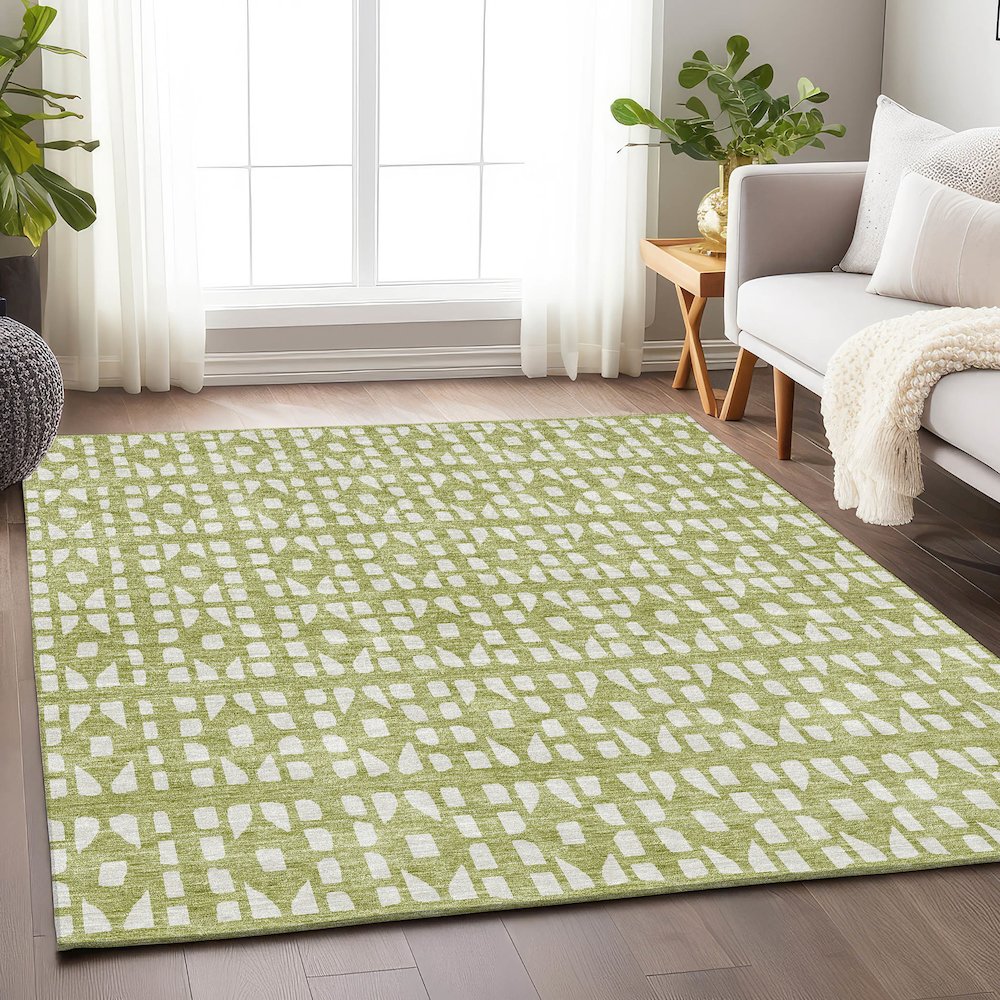 Premium Machine Washable Mayfield AMF963 Aloe 8' x 10' Rug. Picture 5