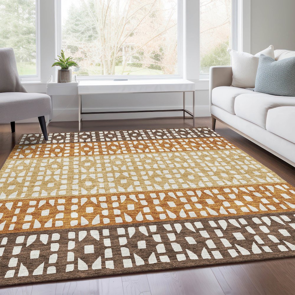 Premium Machine Washable Mayfield AMF964 Coffee 8' x 10' Rug. Picture 6