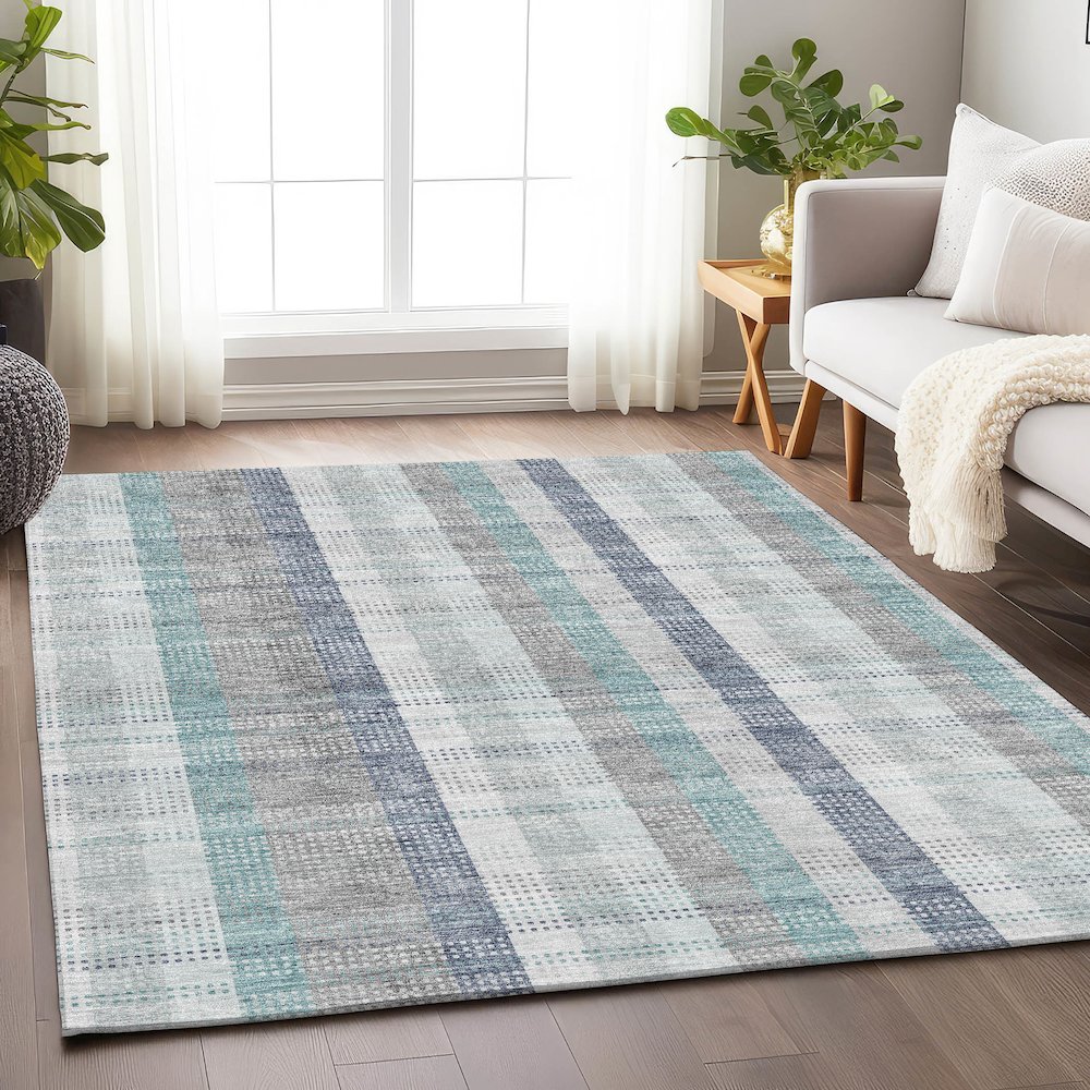 Premium Machine Washable Mayfield AMF966 Silver 8' x 10' Rug. Picture 5