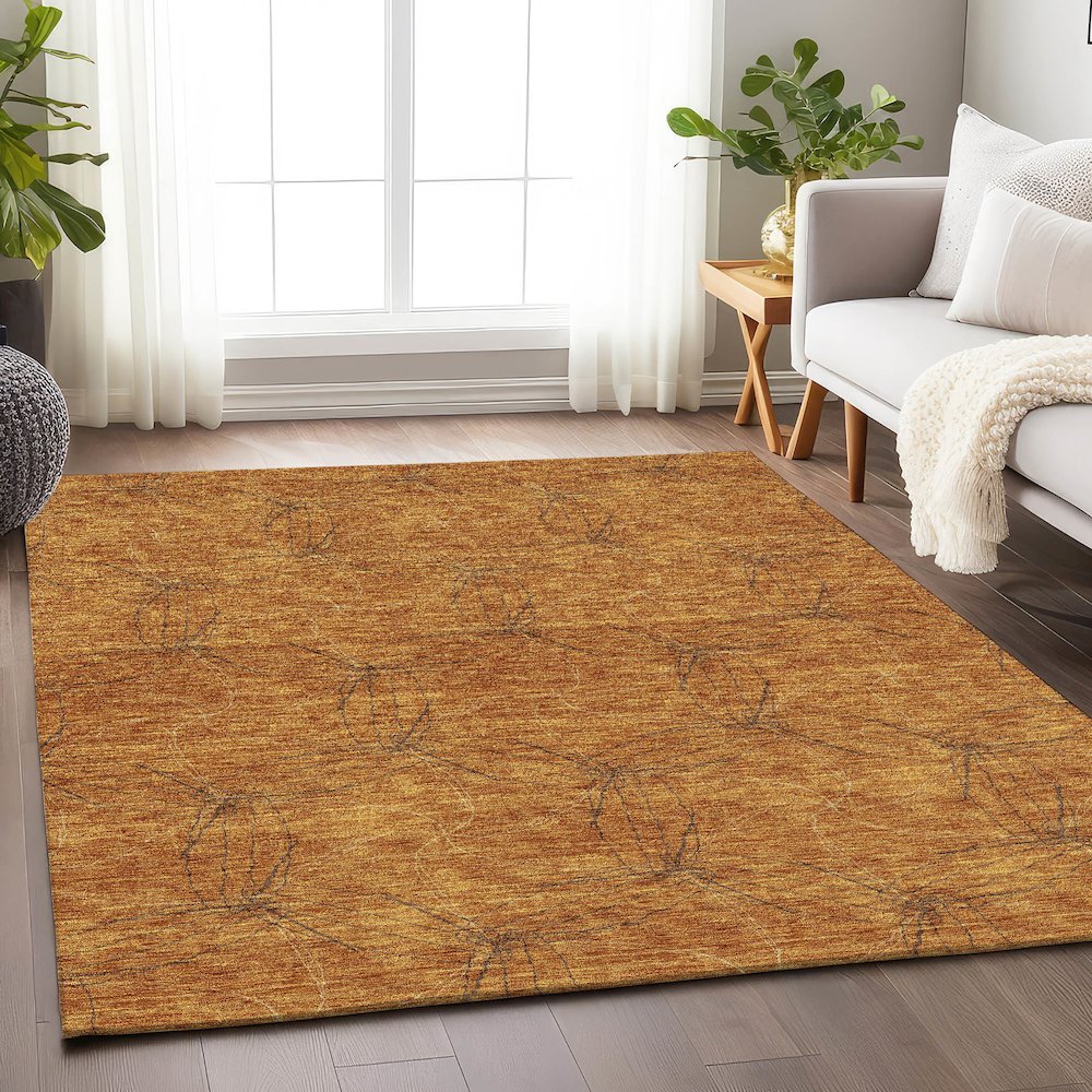 Premium Machine Washable Mayfield AMF968 Copper 8' x 10' Rug. Picture 5