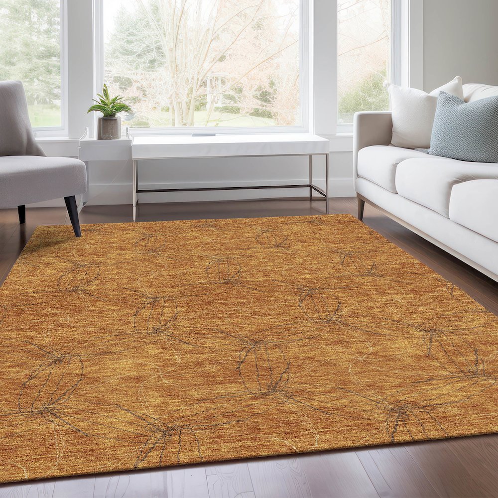 Premium Machine Washable Mayfield AMF968 Copper 8' x 10' Rug. Picture 6