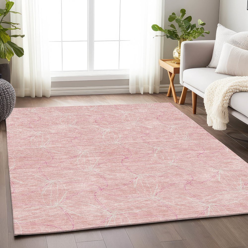 Premium Machine Washable Mayfield AMF968 Pink 8' x 10' Rug. Picture 5
