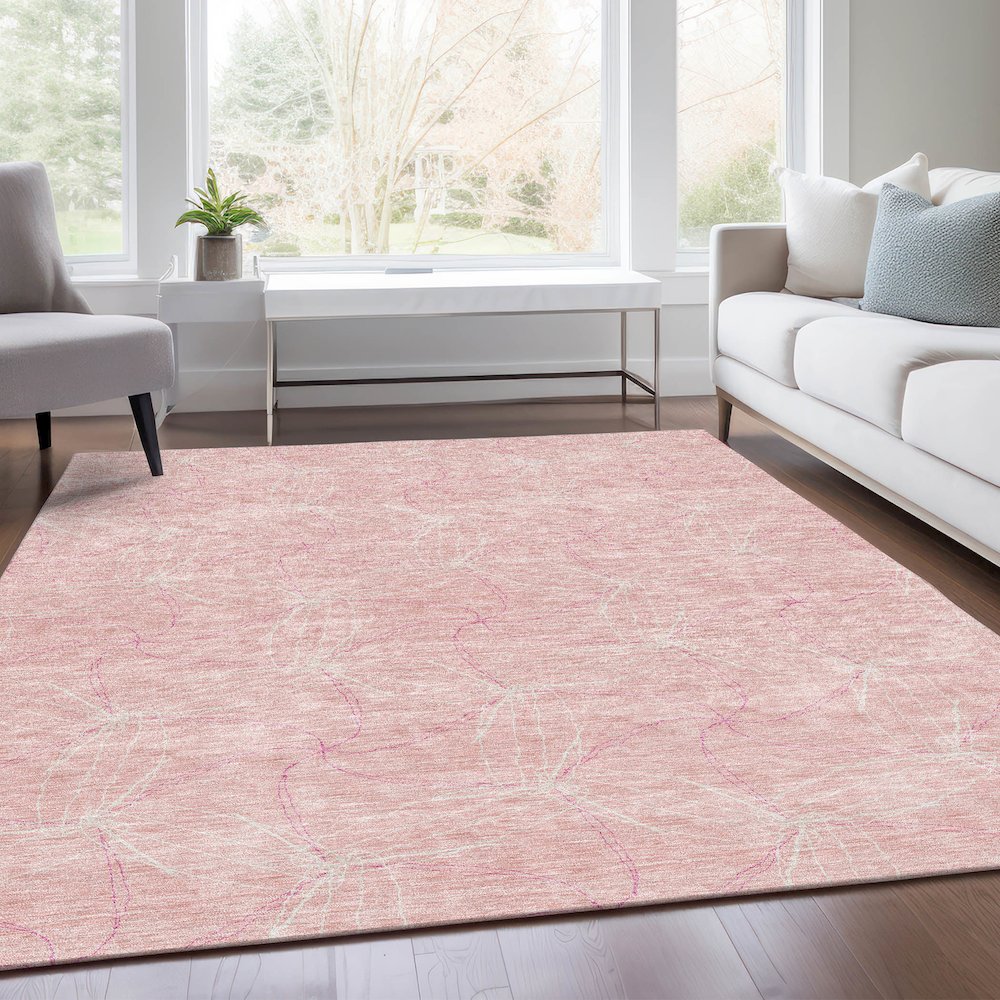 Premium Machine Washable Mayfield AMF968 Pink 8' x 10' Rug. Picture 6