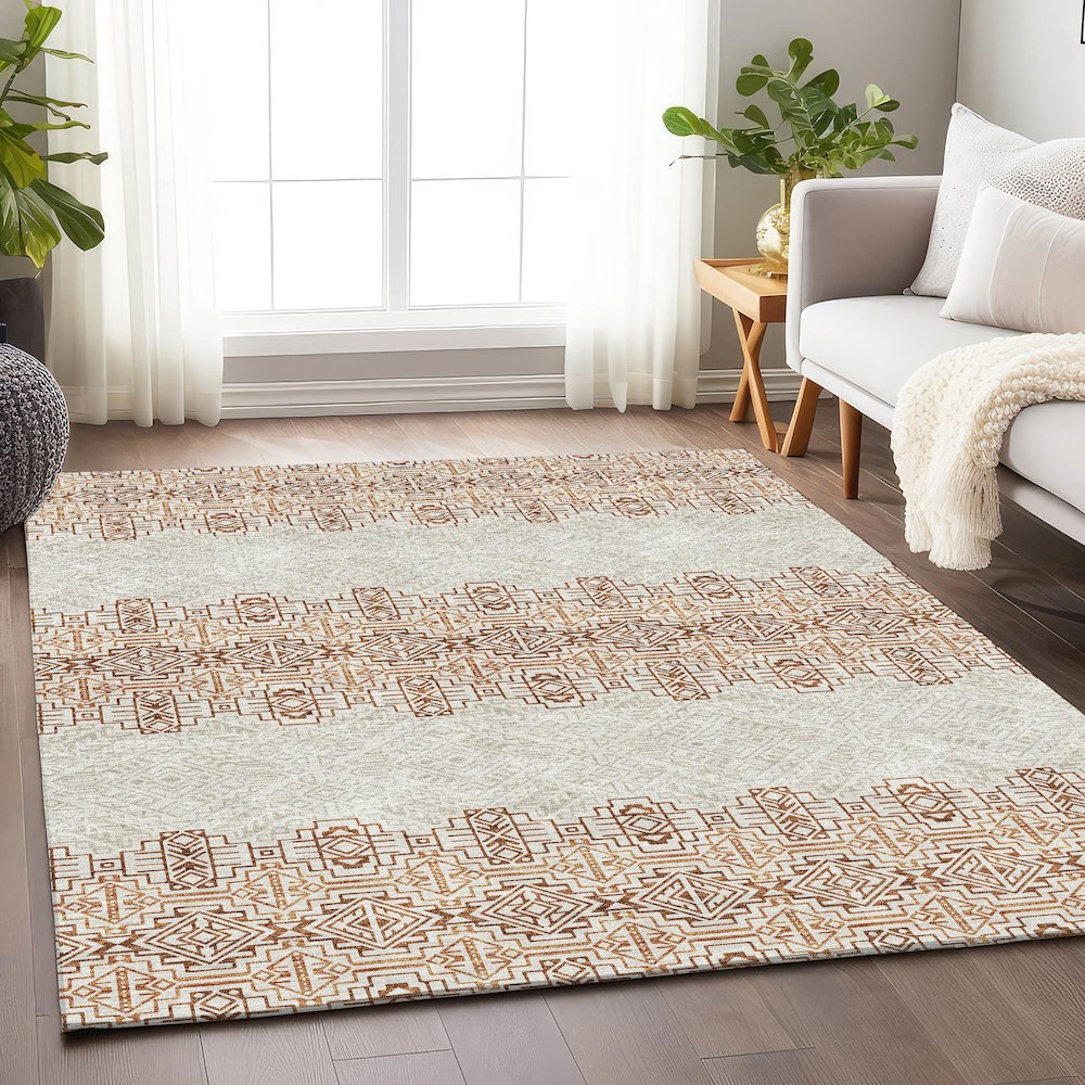 Premium Machine Washable Mayfield AMF970 Paprika 8' x 10' Rug. Picture 5