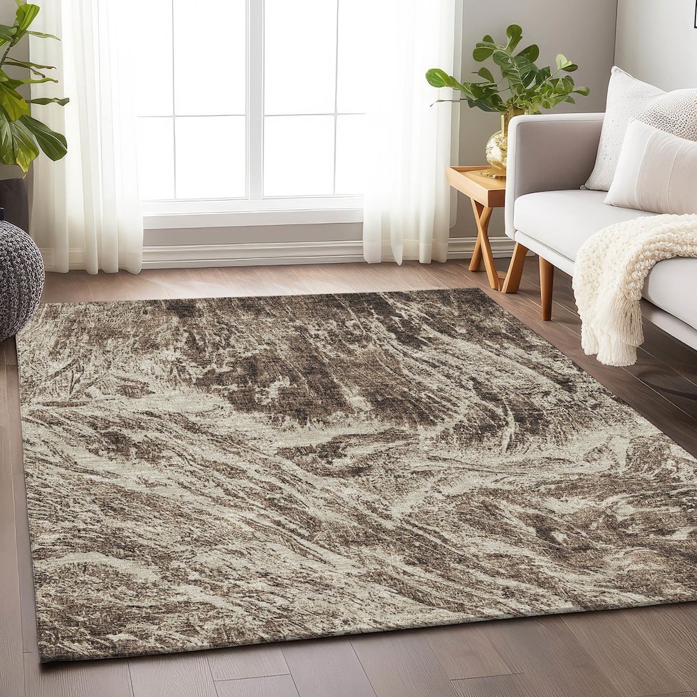 Premium Machine Washable Mayfield AMF971 Brown 8' x 10' Rug. Picture 5