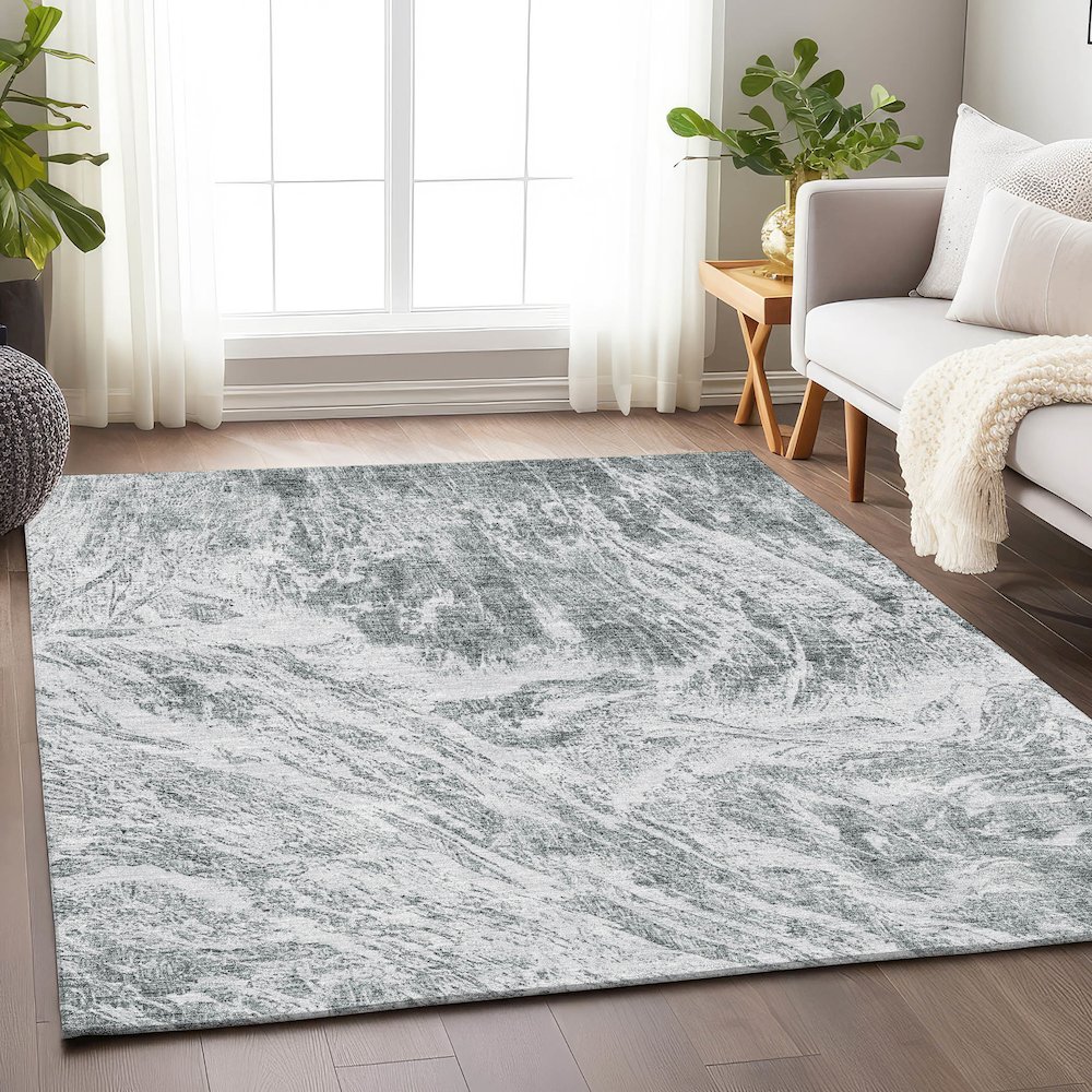 Premium Machine Washable Mayfield AMF971 Gray 8' x 10' Rug. Picture 5