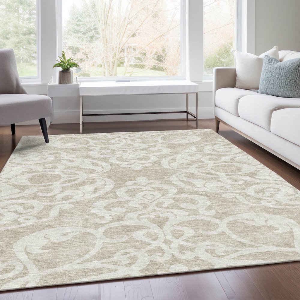 Premium Machine Washable Mayfield AMF973 Beige 8' x 10' Rug. Picture 6