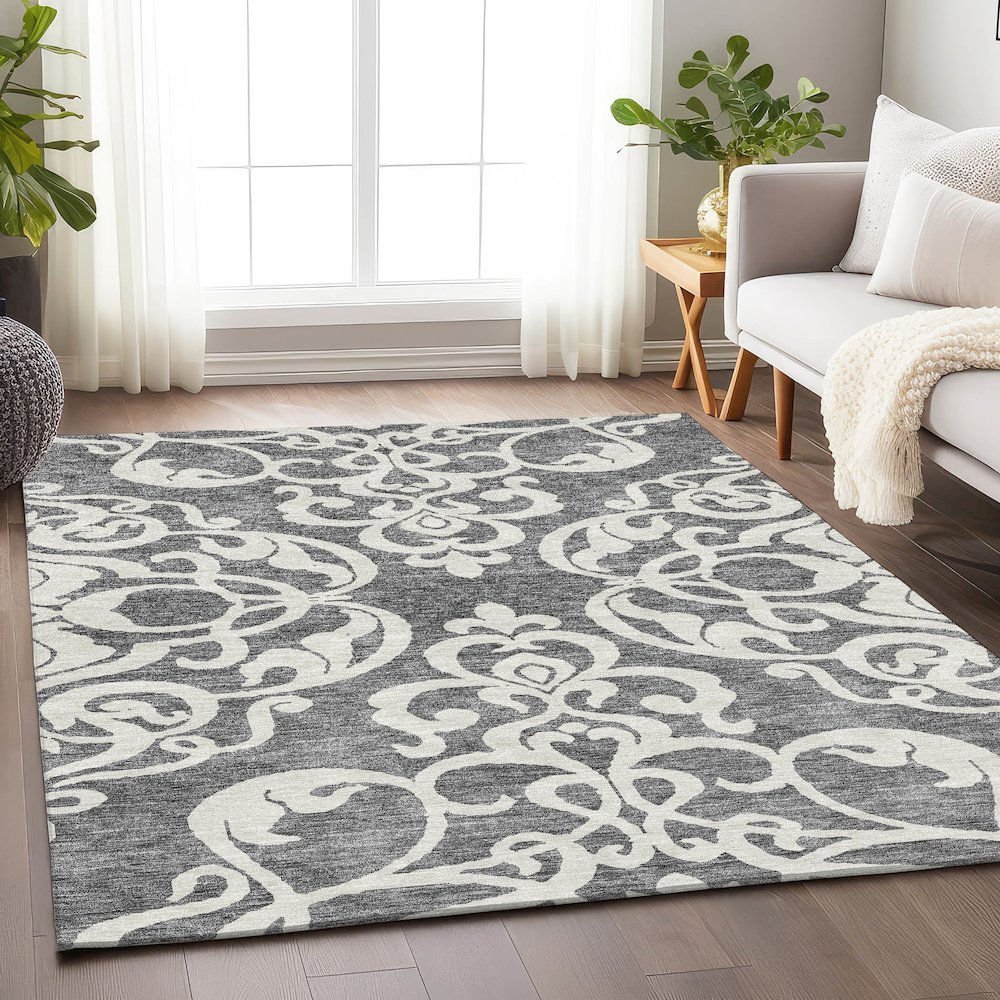 Premium Machine Washable Mayfield AMF973 Gray 8' x 10' Rug. Picture 5