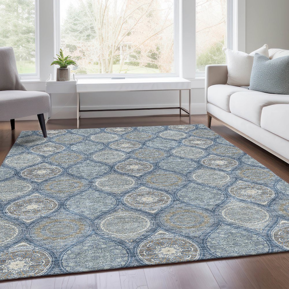 Premium Machine Washable Mayfield AMF976 Navy 8' x 10' Rug. Picture 6