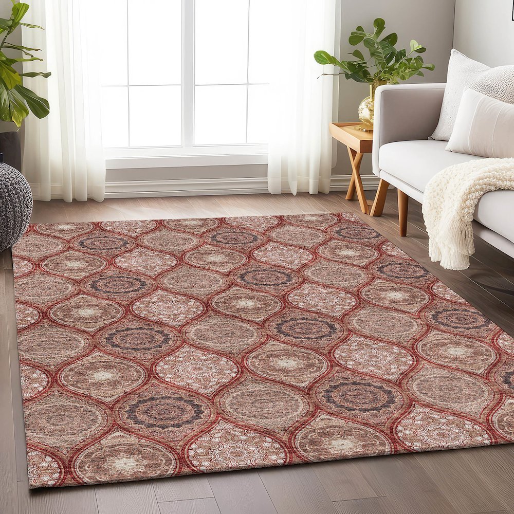 Premium Machine Washable Mayfield AMF976 Paprika 8' x 10' Rug. Picture 5