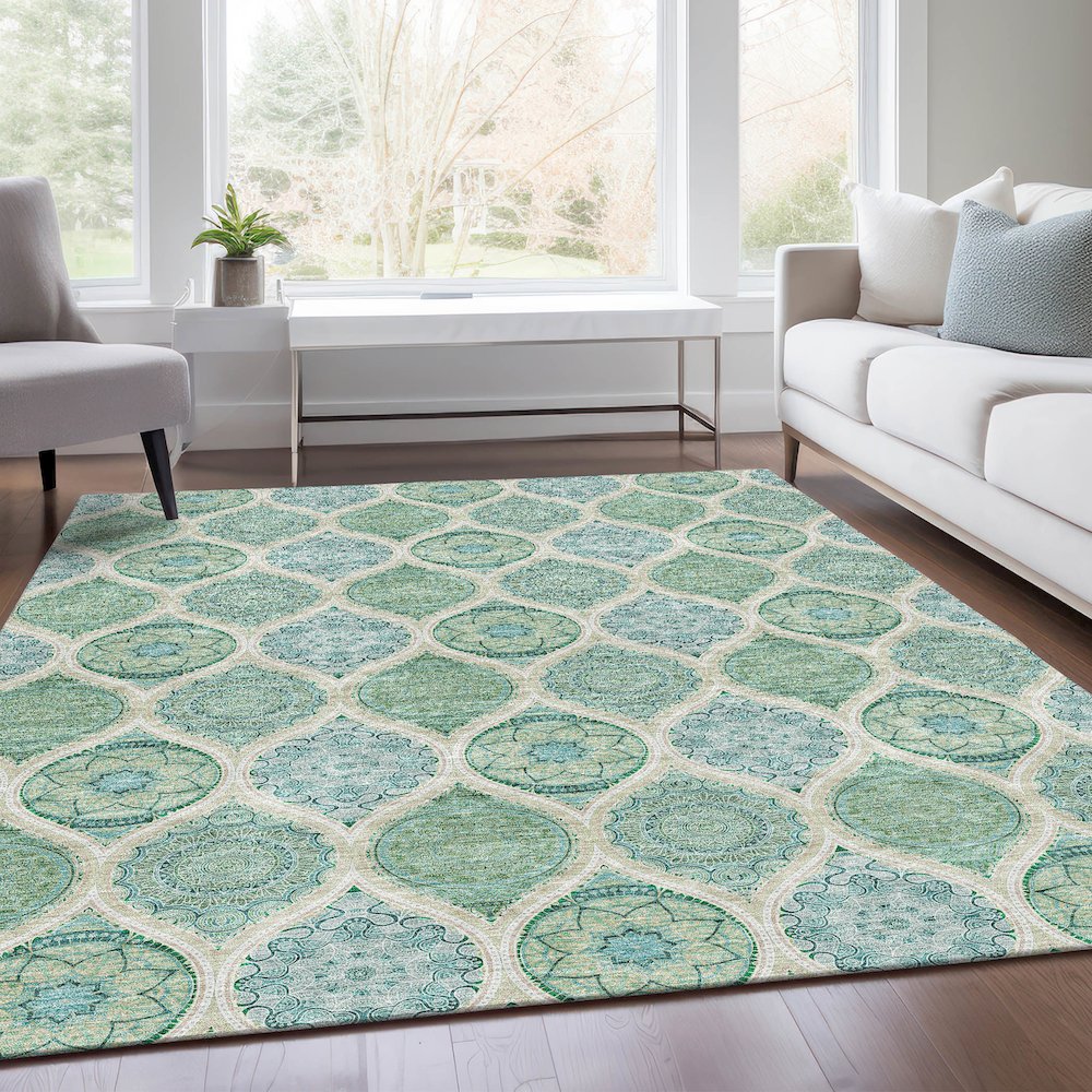 Premium Machine Washable Mayfield AMF976 Sage 8' x 10' Rug. Picture 6