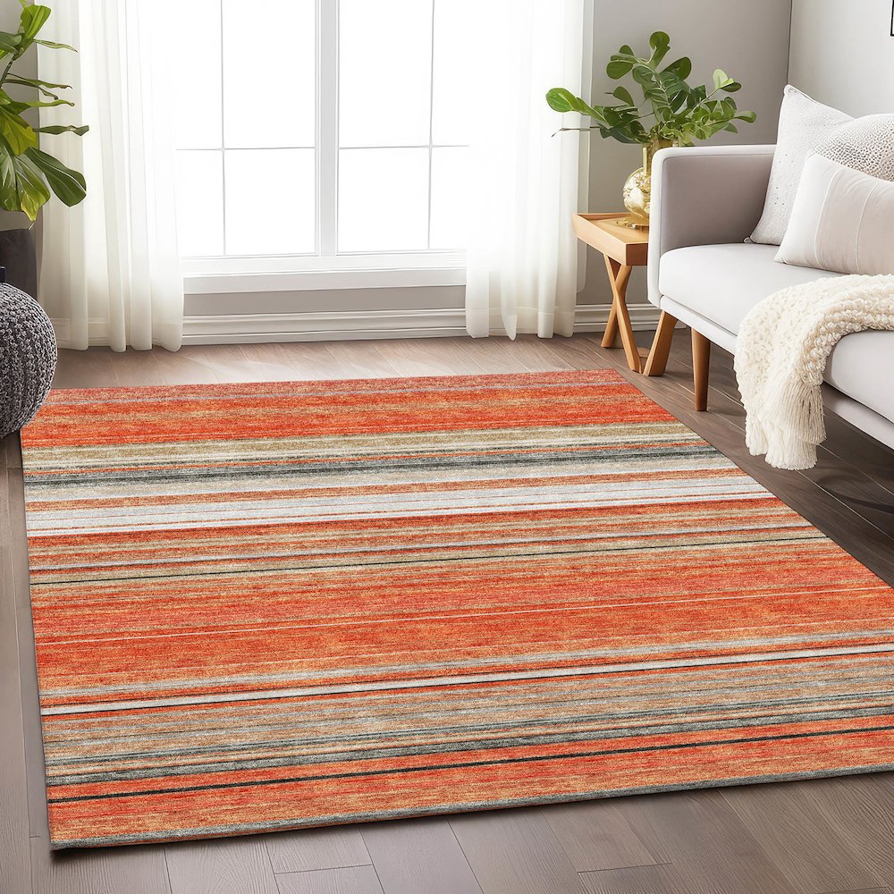 Premium Machine Washable Mayfield AMF979 Coral 8' x 10' Rug. Picture 5